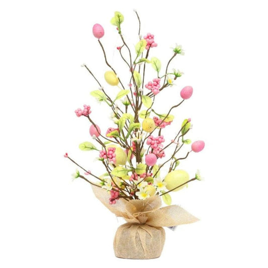 45cm Easter Tree with LED Light, Artificial Egg Tree Easter Decoration, Battery Operated Table Centerpiece for Home Wedding Party, Pink - Fatio General Trading