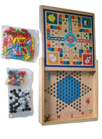 5 in 1 Wooden Board Games for Adults and Kids, Wooden Puzzle and Thinking Board Games set for all ages, Wooden Board game for family and Friends - Fatio General Trading