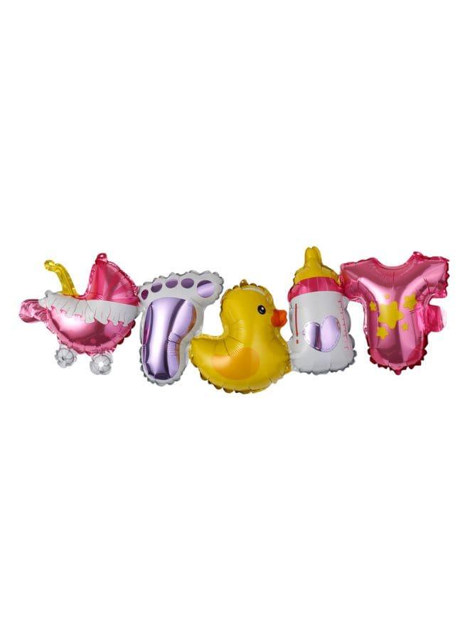 5 pc Birthday Party Balloons Large Size Baby Shower Foil Balloon Adult & Kids Party Theme Decorations for Birthday, Anniversary, Baby Shower, Pink - Fatio General Trading