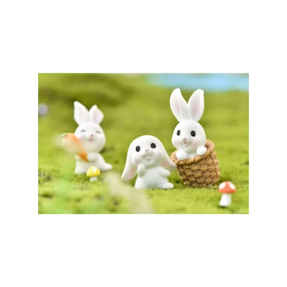 5 Pieces Easter Miniature Mini Rabbit Figures Rabbit Animal Figures Toy Cake Topper Play Set for Aquarium Fairy Garden Dollhouse Planter Decor - Fatio General Trading