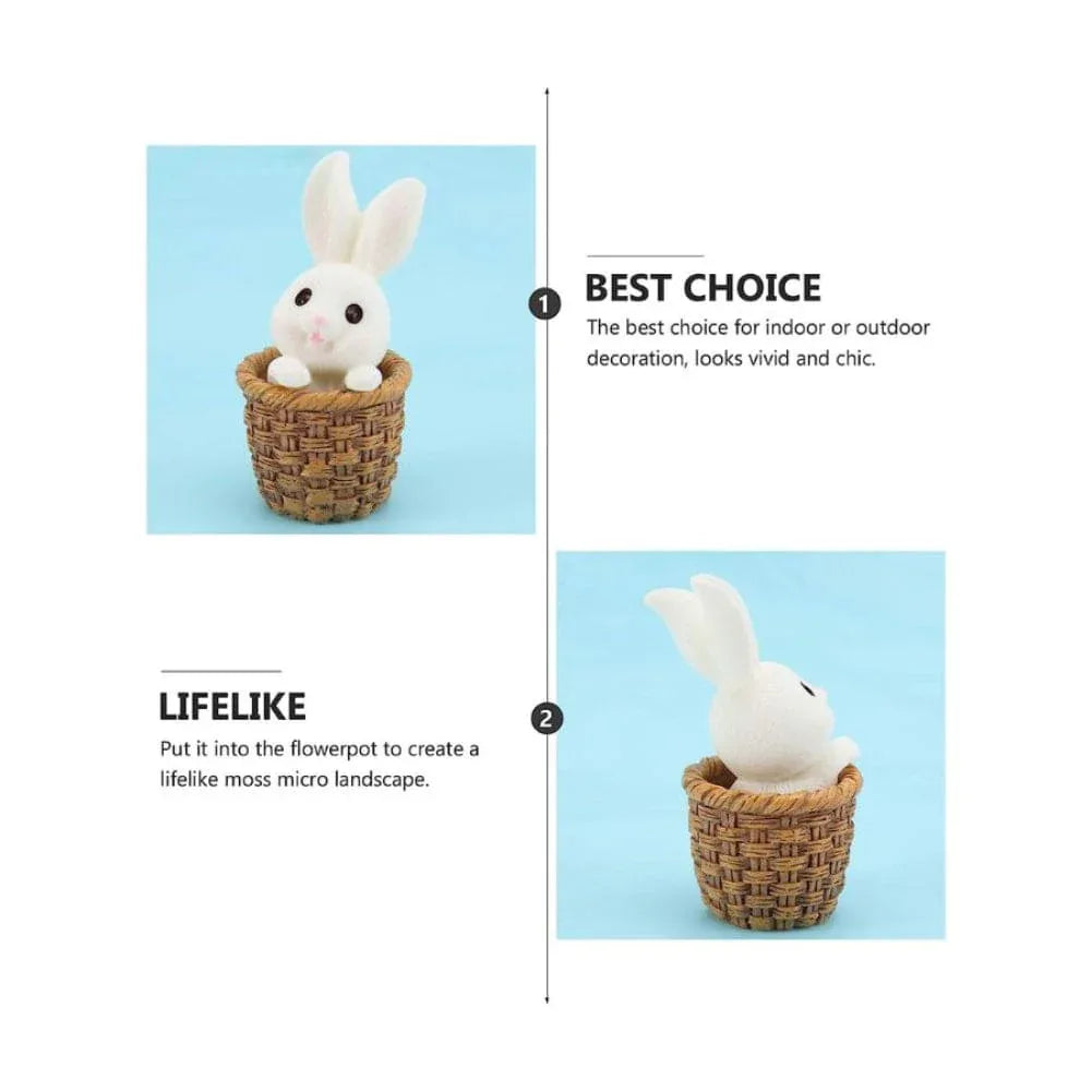 5 Pieces Easter Miniature Mini Rabbit Figures Rabbit Animal Figures Toy Cake Topper Play Set for Aquarium Fairy Garden Dollhouse Planter Decor - Fatio General Trading