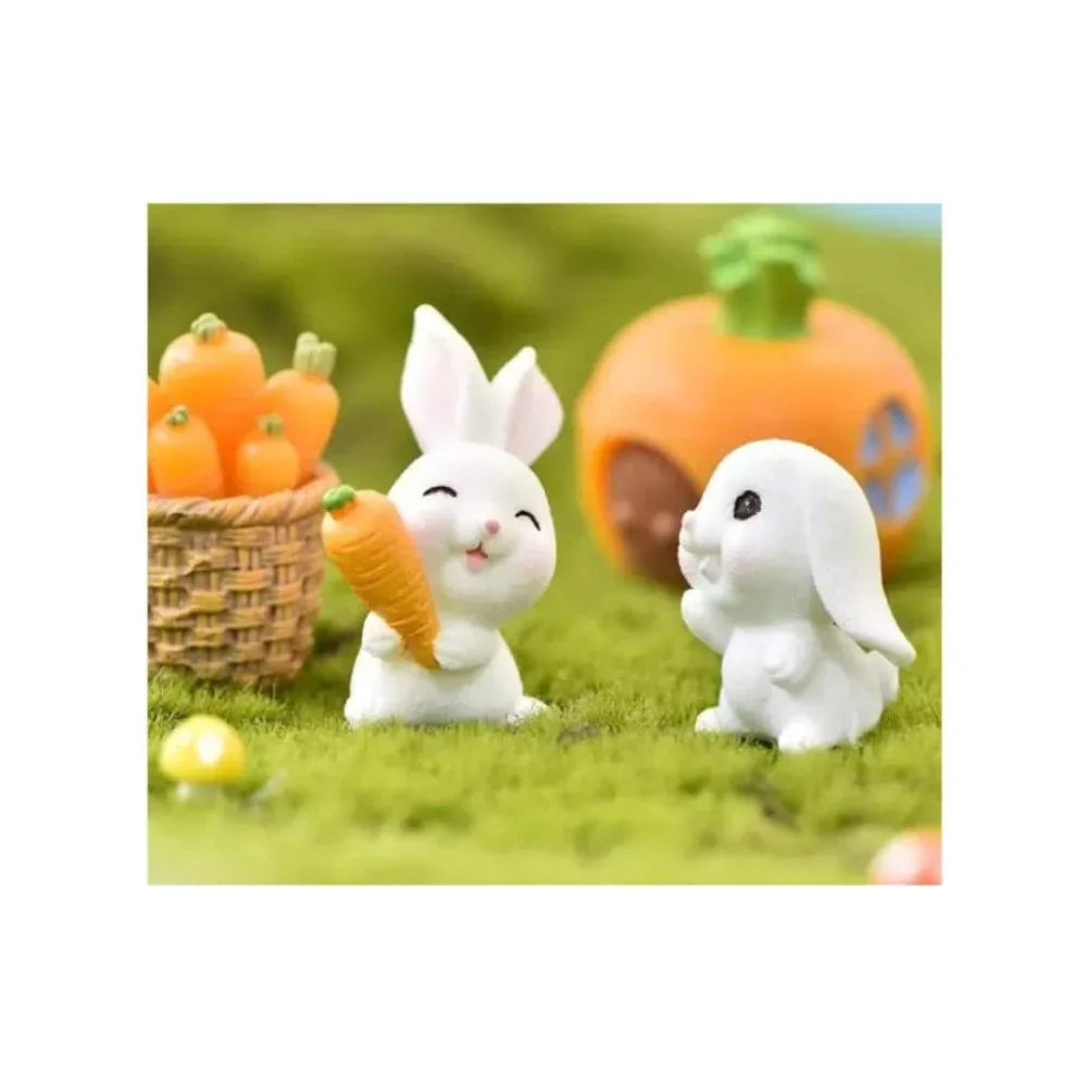5 Pieces Easter Miniature Mini Rabbit Figures Rabbit Animal Figures Toy Cake Topper Play Set for Aquarium Fairy Garden Dollhouse Planter Decor - Fatio General Trading