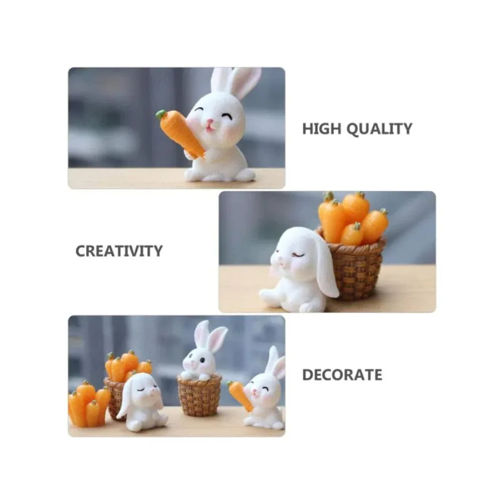 5 Pieces Easter Miniature Mini Rabbit Figures Rabbit Animal Figures Toy Cake Topper Play Set for Aquarium Fairy Garden Dollhouse Planter Decor - Fatio General Trading