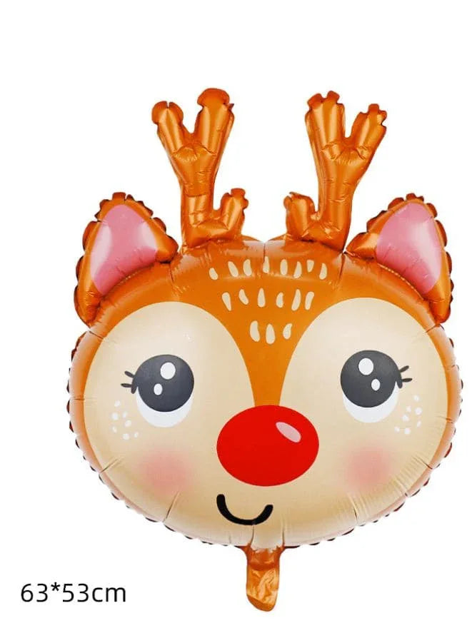 5pcs Christmas Foil Balloons include 1 x Santa Claus, 1 x Candy Cane, 1 x Reindeer, 1 x Snowman, 1 x Penguine Happy Holidays Giant Balloon Decoration Party Supplies - Fatio General Trading