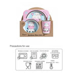 5PCS Unbreakable Kids Plates and Bowls Set for Healthy Mealtime, Bamboo Children Dinner Set with Plate, Bowl, Cup, Fork and Spoon, BPA Free Dishwasher Safe, Sheep - Fatio General Trading