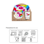 5PCS Unbreakable Kids Plates and Bowls Set for Healthy Mealtime, Bamboo Children Dinner Set with Plate, Bowl, Cup, Fork and Spoon, BPA Free Dishwasher Safe, Unicorn - Fatio General Trading