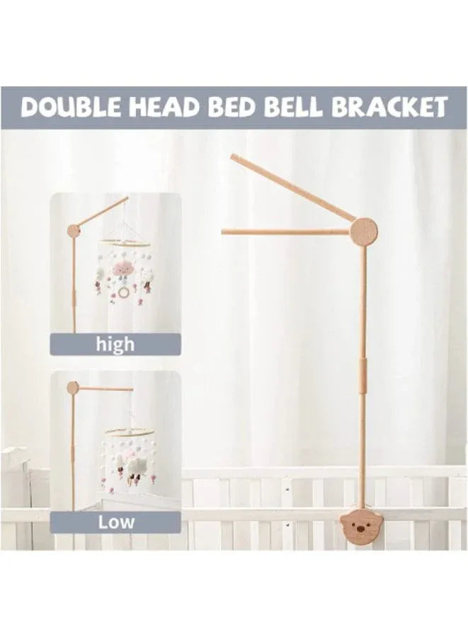 85.5 CM Wooden Baby Bed Musical Mobile Crib Arm with Music Box Baby Mobile Holder for Nursery Decor, Infant Bed Mobile Arm Holder - Fatio General Trading