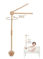85.5 CM Wooden Baby Bed Musical Mobile Crib Arm with Music Box Baby Mobile Holder for Nursery Decor, Infant Bed Mobile Arm Holder - Fatio General Trading