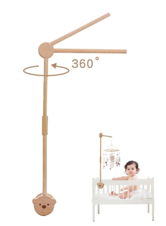 85.5 CM Wooden Baby Bed Musical Mobile Crib Arm with Music Box Baby Mobile Holder for Nursery Decor, Infant Bed Mobile Arm Holder - Fatio General Trading