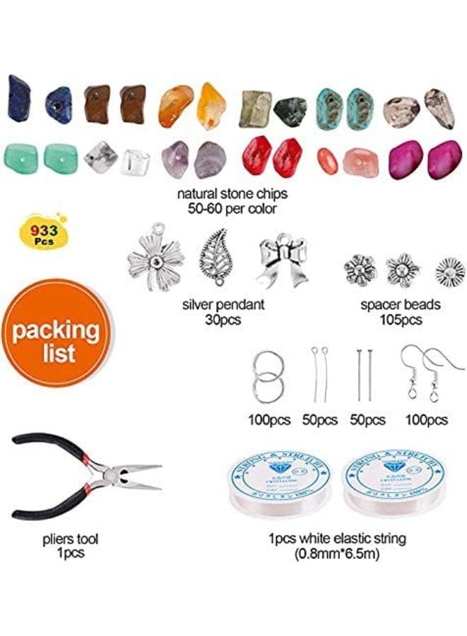 933 pcs DIY Beads Set for Jewelry Making for Kids and Adults, Craft DIY Necklace, Bracelets, hair hoop and more Using Colorful Acrylic Crafting Beads Kit Box with Accessories - Fatio General Trading