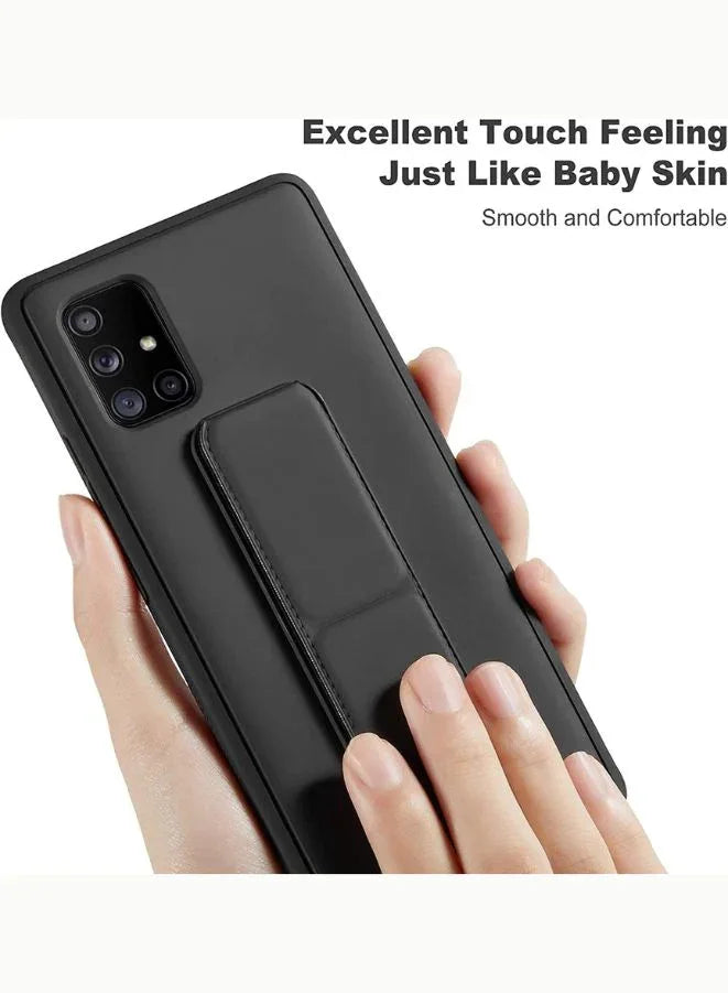 Fully Covered With Finger Grip Stand Holder Anti Slip Shockproof Protective Case Cover For SAMSUNG GALAXY A23 4G Dark Blue Fatio General Trading