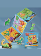 Montessori Magnetic Cardboard Puzzle Book Toys Durable Reusable Paper Puzzles for Visual Cognitive Training Dinosaur Fatio General Trading