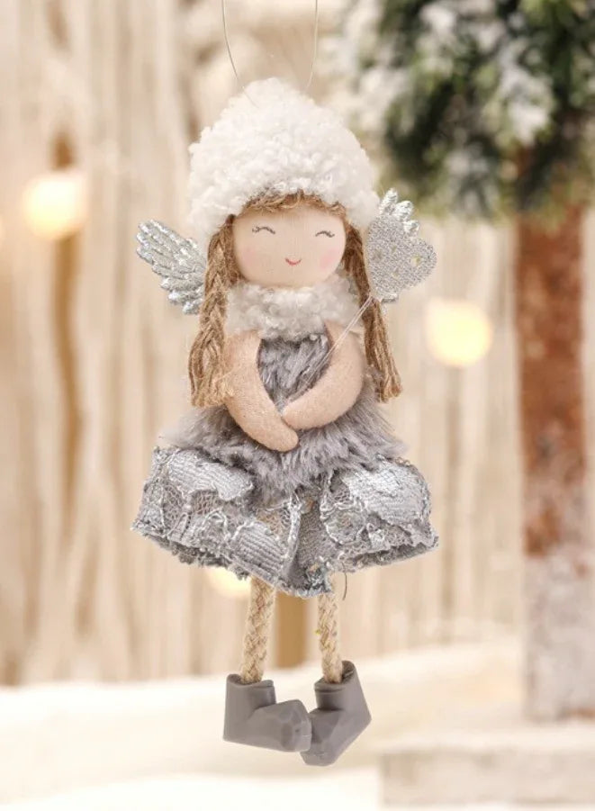 Set of 3 Christmas Angel Doll Pendants – 15 cm Hanging Plush Ornaments for Christmas Tree & New Year Decorations