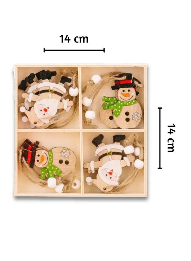 مجموعة زينة خشبية لعيد الميلاد مكونة من 12 قطعة - مثالية لتزيين الأشجار والجدران والنوافذ والأبواب (رجل الثلج) 