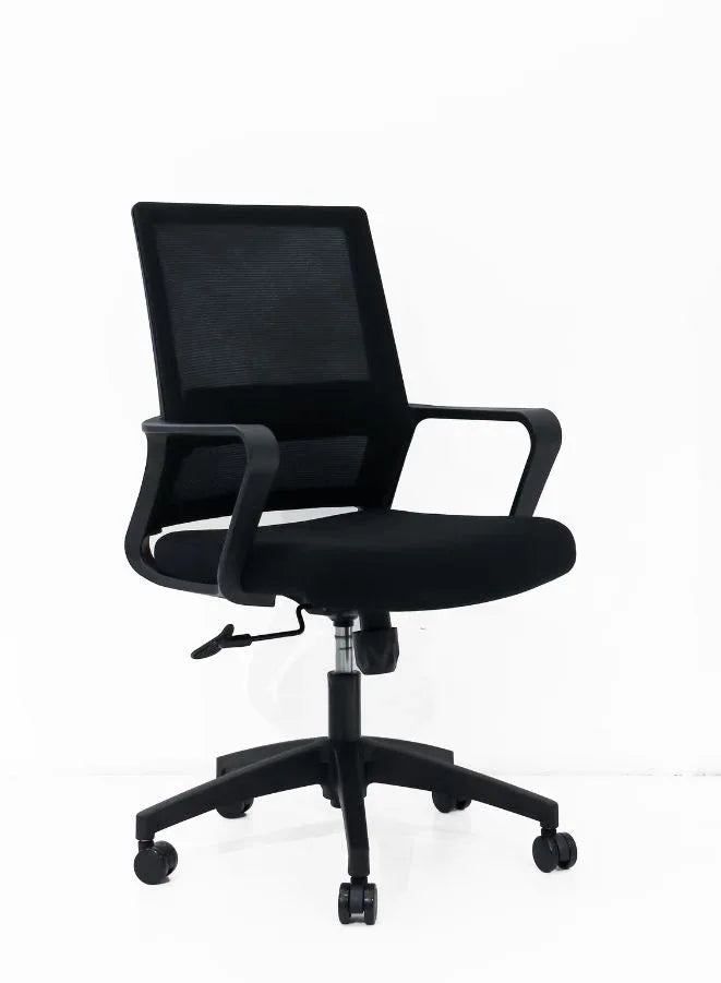 Black Frame Ergonomic Swivel Office Mesh Chair Without Headrest, Comfortable and Stylish for Office, Home and Shops