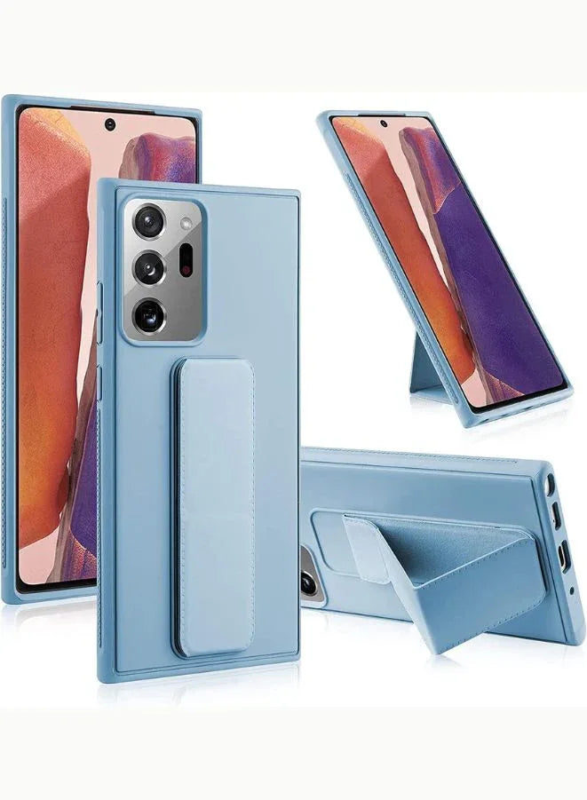 Samsung Galaxy Note 20 Ultra 4G/5G with Magnetic Stand & Holder, Premium Silicone Vertical & Horizontal Hand Strap Grip Multi Stand (Light Blue) Fatio General Trading