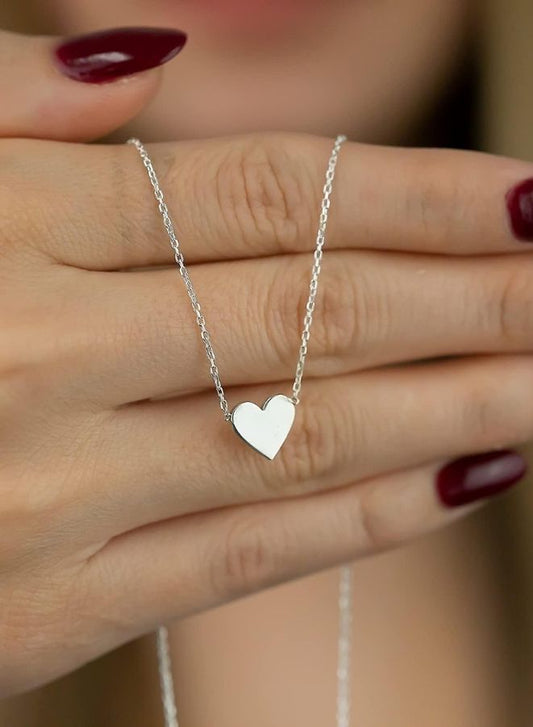 Simple Love Heart Pendant Necklace Choker Chain  | Valentine's day Necklace for women, girls and teens.