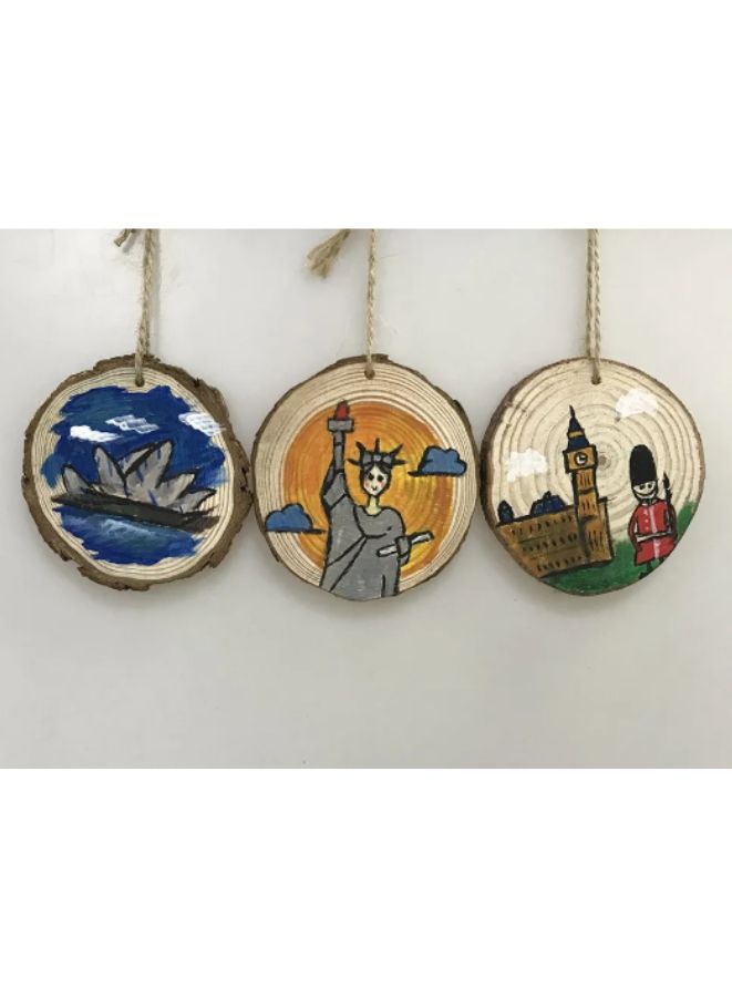 قطعة واحدة من شريحة لحاء الخشب غير المكتملة مع مجموعة الألوان والحامل