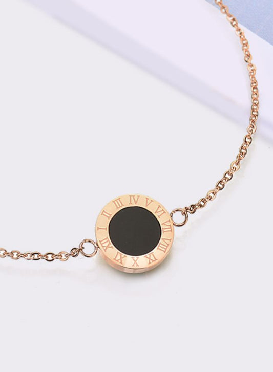 Elegant Black Studded Rose Gold Color Chain Bracelet for Women | Best Gift for Birthday,Valentine Day for her
