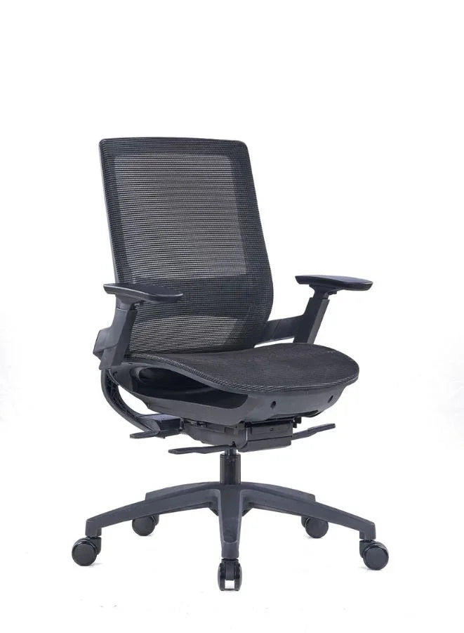 Sleek Black Mesh Office Chair with Adjustable 3D Armrests and Four-Position Locking for Home/Office