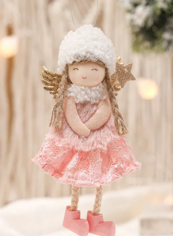 Set of 3 Christmas Angel Doll Pendants – 15 cm Hanging Plush Ornaments for Christmas Tree & New Year Decorations