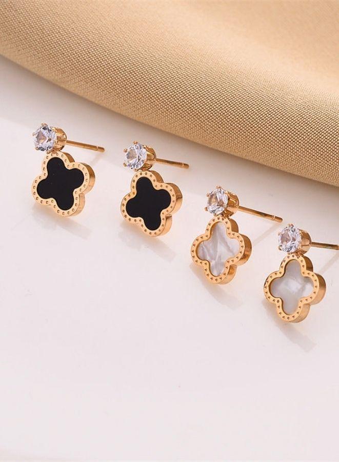 Four Leaf Clover Earrings for Women | Lucky 4 Leaf Ear Studs Jewelry Gift for Mother and Daughter