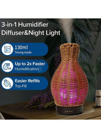 All-in-One 3-in-1 Air Humidifier, Diffuser, and Night Light: Efficient Moisture, Aromatherapy, and Illumination, 120 ML - Fatio General Trading