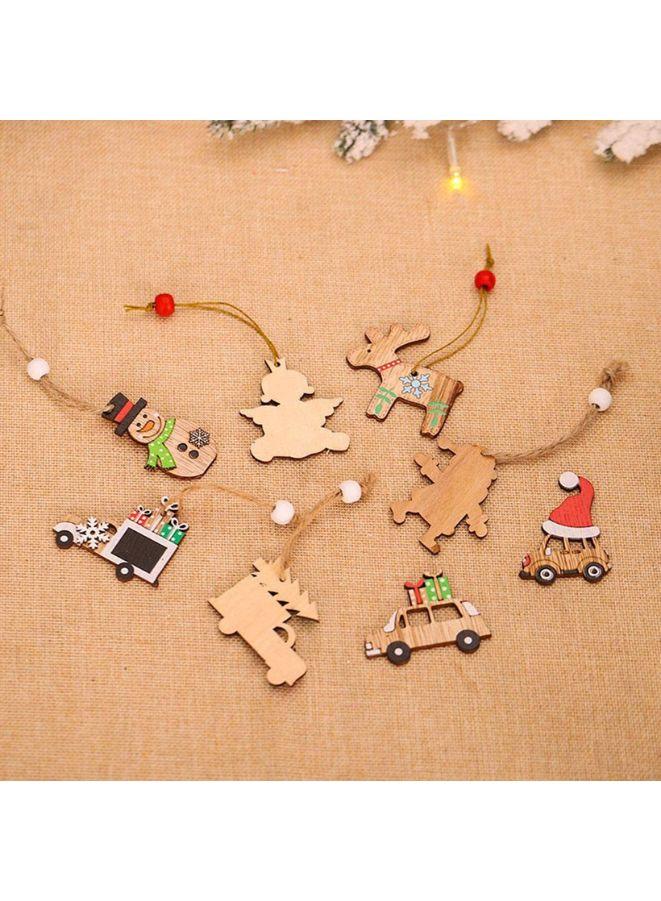 زينة عيد الميلاد الخشبية - شجرة عيد الميلاد المعلقة، ديكورات الحائط والنوافذ والأبواب 12 تعليقة (الأيائل والأطفال)