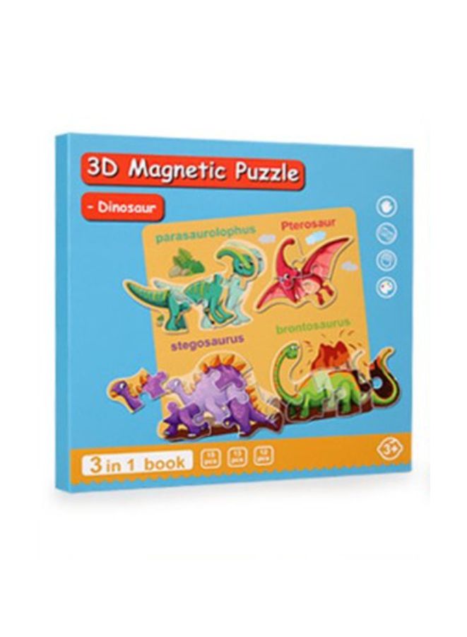 Montessori Magnetic Cardboard Puzzle Book Toys Durable Reusable Paper Puzzles for Visual Cognitive Training Dinosaur Fatio General Trading