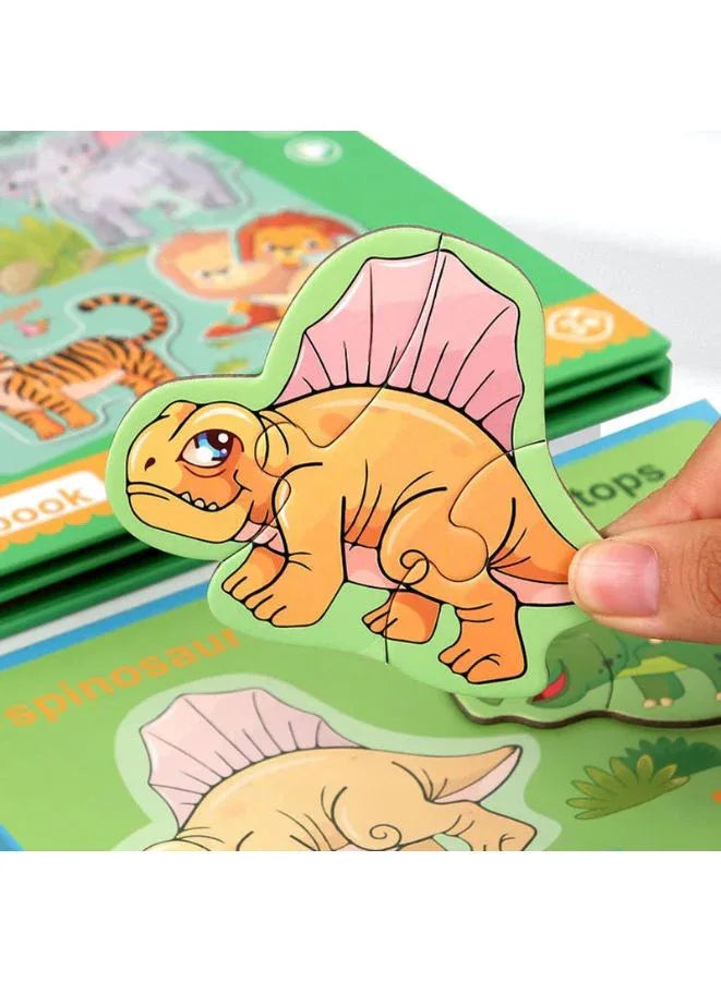 Montessori Magnetic Cardboard Puzzle Book Toys Durable Reusable Paper Puzzles for Visual Cognitive Training Dinosaur Fatio General Trading