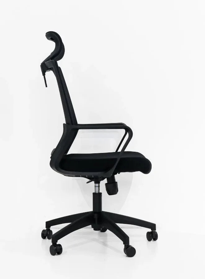 Black Frame Ergonomic Swivel Office Mesh Chair Without Headrest, Comfortable and Stylish for Office, Home and Shops