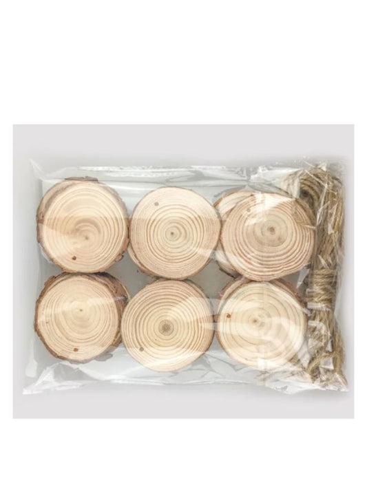 Natural Wood Slices, 10Pcs Unfinished Natural Wood Slices with Bark, Round Wood Discs Tree Bark Wooden Circles (Small, Brown)