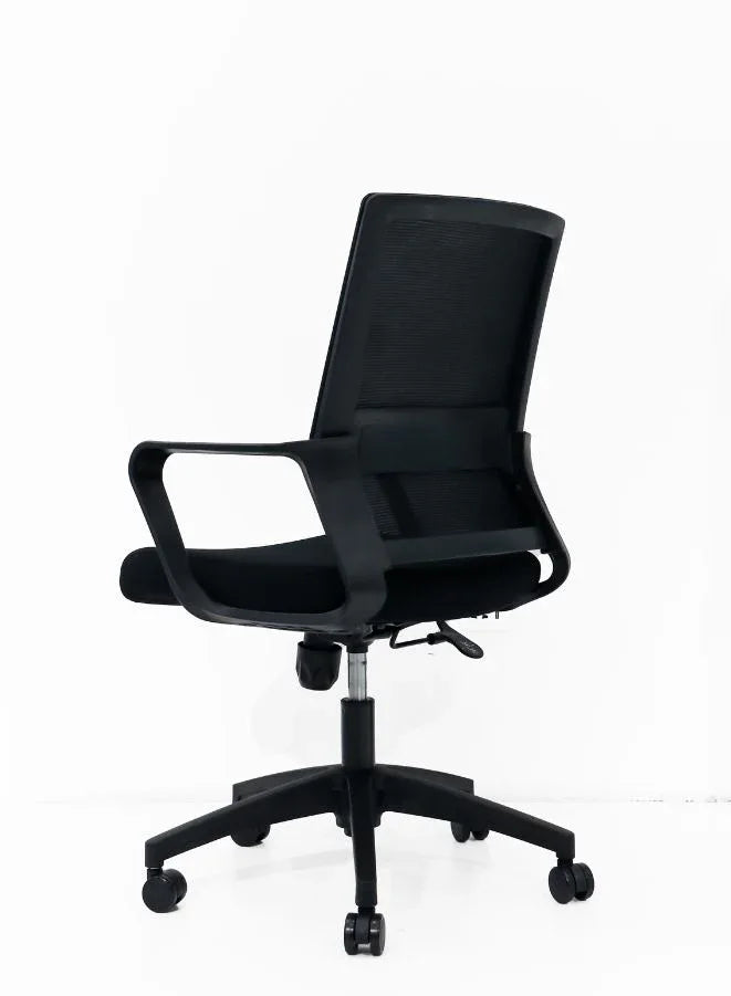 Black Frame Ergonomic Swivel Office Mesh Chair Without Headrest, Comfortable and Stylish for Office, Home and Shops