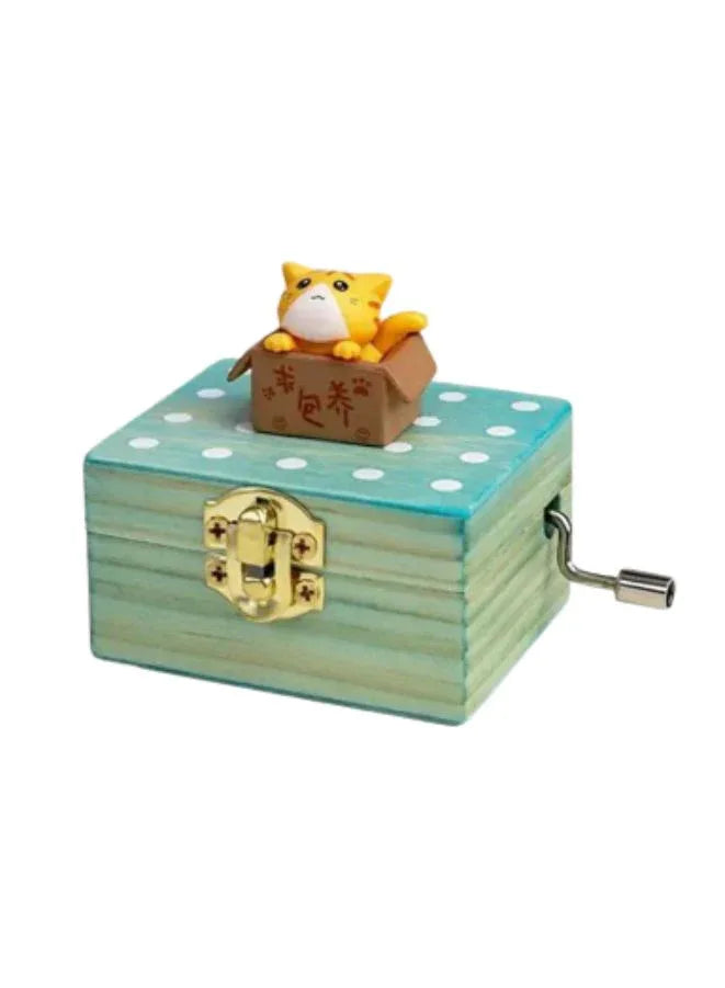 Cute animal hand crank music box wooden crafts ornaments music box, Mini Gift Wrapped Wooden Hand Crank Music Box with Lovely Pet, Cat Fatio General Trading