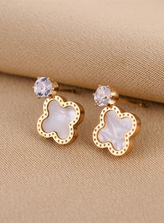 Four Leaf Clover Earrings for Women | Lucky 4 Leaf Ear Studs Jewelry Gift for Mother and Daughter