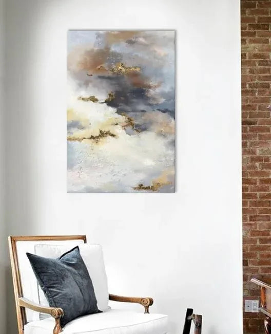 ديكور حائط تجريدي إطار خشبي:(سمك 2.7 سم، صنوبر)، قماش قطن خالص، مرسومة يدويًا 100%، ديكور المنزل والمكتب