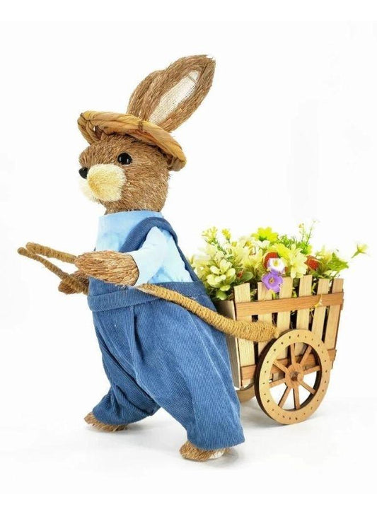 FATIO 42 cm Easter Bunny Figure Handmade with Straw, Party and Easter Decoration Home Decor